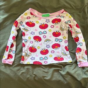 Vintage Sesame Street Long Sleeve Pajama Top - Elmo Red, Pink, Yellow, Blue
